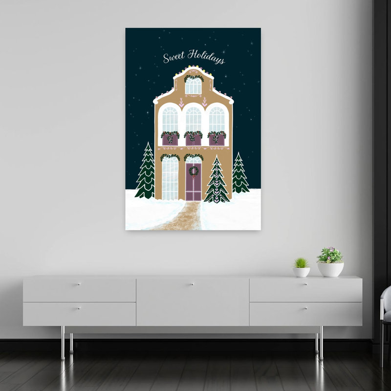 Impression d'art mural «Sweet Holiday House Peaceful Tranquil Whimsical Winter», 60" H x 40" W