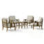 Ensemble de conversation d'extérieur en teck pour quatre personnes avec coussin et deux tables d'appoint-738850615-738850613