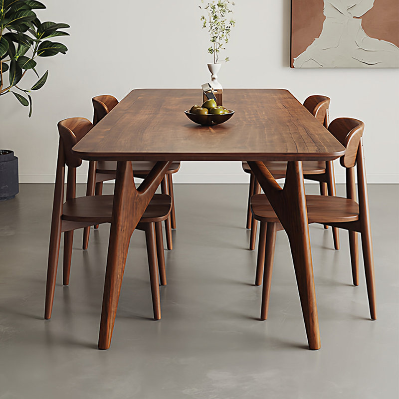 Brown Rectangular Solid Wood A-Frame Dining Table, 29.53"H x 62.99"L x 31.50"W