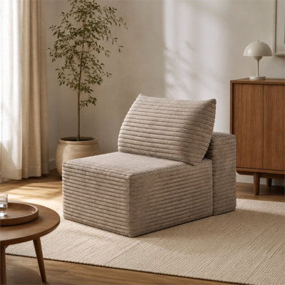 Canapé de loisirs une place en tissu couleur chameau avec rembourrage en mousse pour une détente quotidienne à la maison