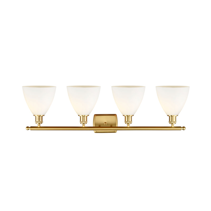 Éclairage pour meuble-lavabo 4 lumières Shauna, Blanc mat, Incandescente, Or satiné