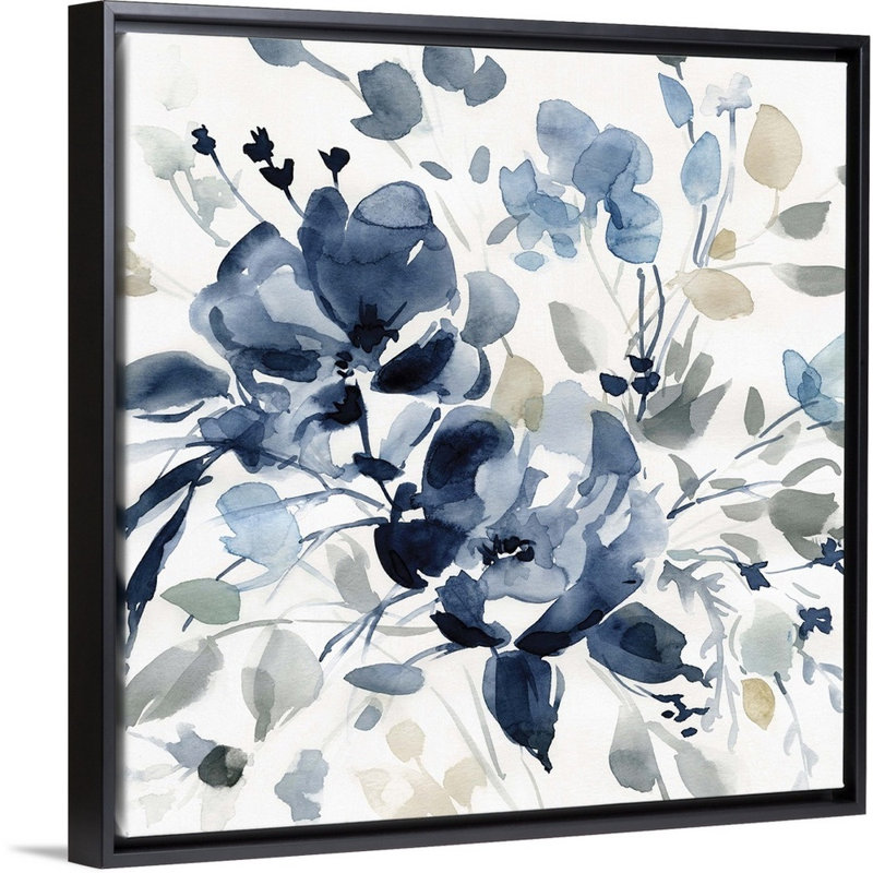 Indigo Garden II - reproduction d'art sur toile, H 37,7 po x l 37,7 po x P 1,75 po, Cadre flottant noir