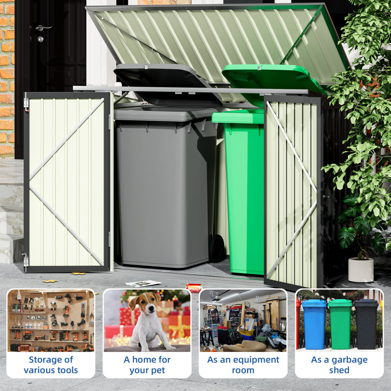 6 ft. W x 3 ft. D Metal Lean-to Garbage Shed