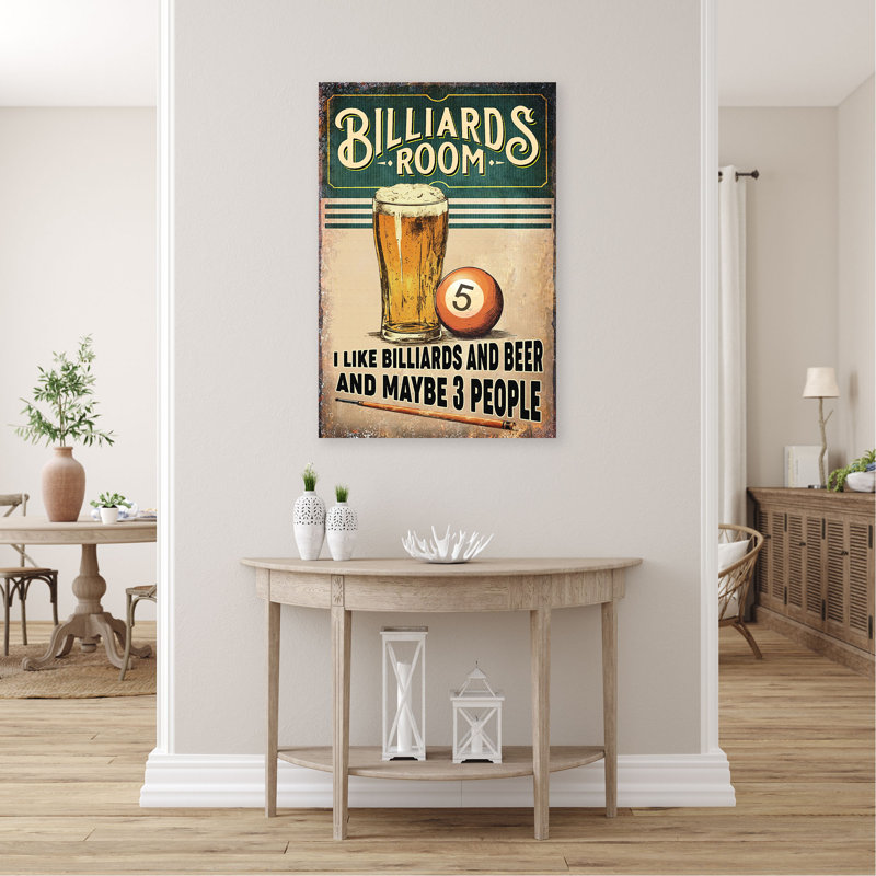 «Billiards Room I Like Billiards Sport Lover», impression sur toile tendue, H 36 po x l 24 po x P 1,25 po