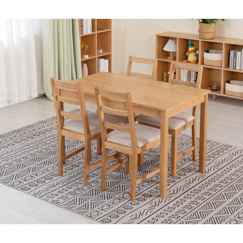4 - Person Solid Oak Dining Set, Beige