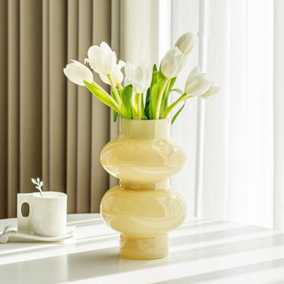 Vase de table en verre crème