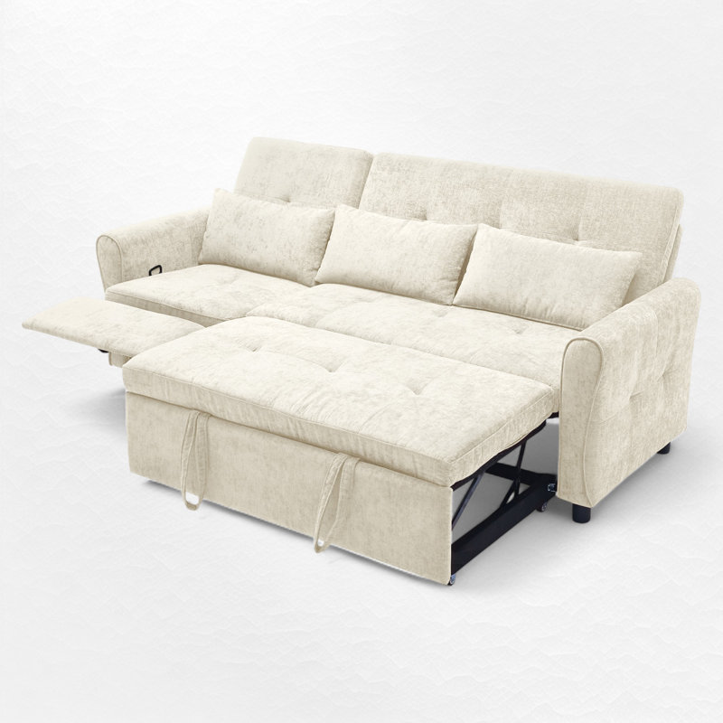 Canapé convertible 81,9 po avec fauteuil inclinable, Beige