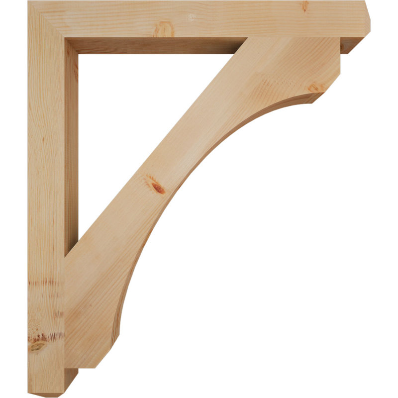 H Support en bois / corbeau, 44" H x 3.5" W x 38" D, Douglas (lisse)