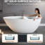 Baignoire de luxe autoportante à surface solide en résine de pierre, arrangement d'ombrage blanc mat, conçue pour les auras de salle de bain contemporaines, portée de 59 po, trop-plein et bonde escamotable, bonne chaleur
