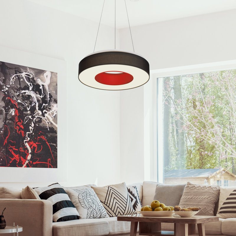 Luminaire suspendu géométrique à 1 lumière à DEL unique ahriyah, 21.65" W x 21.65" D