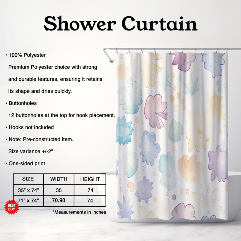 Rideau de douche Cute Pastels - Premium, L 71 po x L 74 po