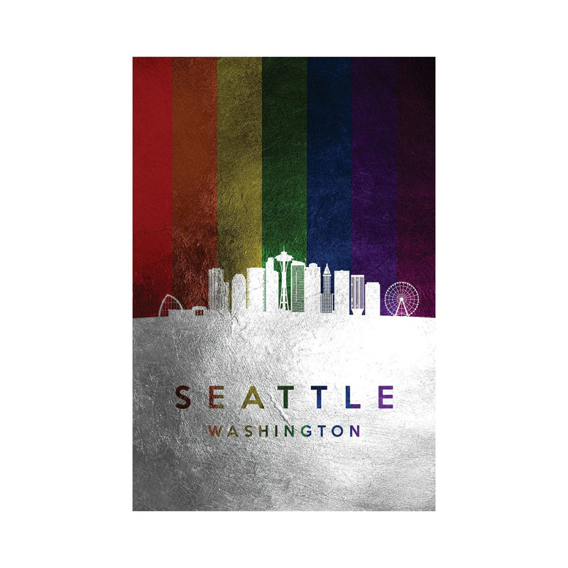Seattle Washington Spectrum Skyline by Adrian Baldovino - Wrapped Canvas Print, 20.32 cm H x 30.48 cm W