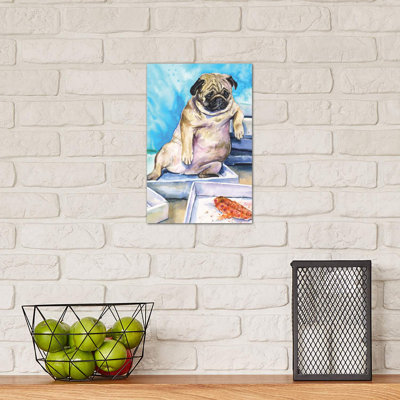 Pug And Pizza by George Dyachenko - Wrapped Canvas Painting