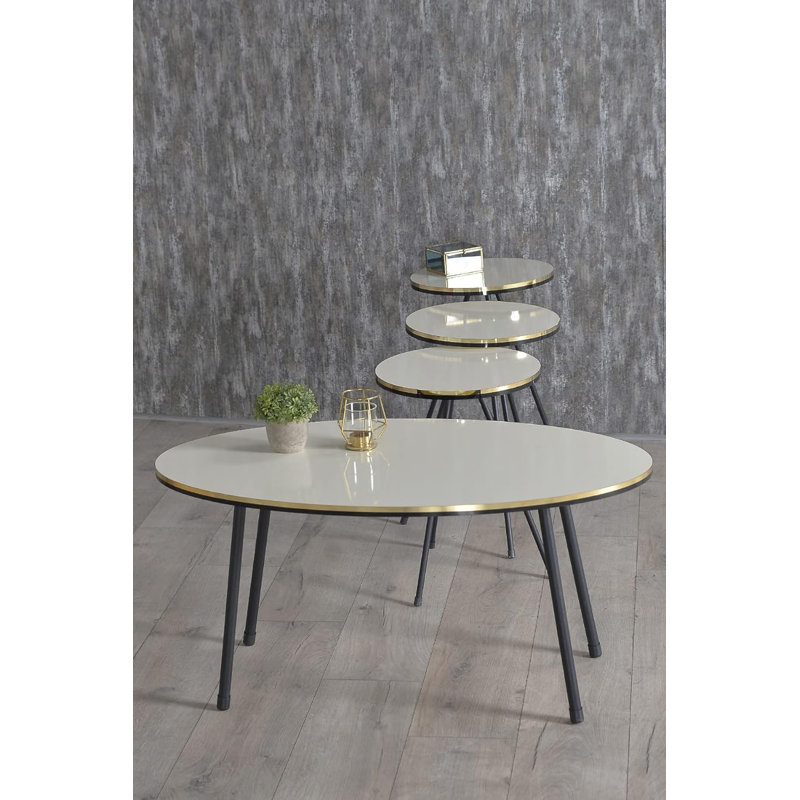Mordecai Living Room Table Set, Cream White
