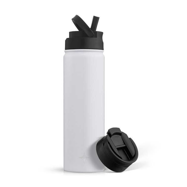 JoyJolt Reusable Glass 16 oz. White Juice Bottles with Lids (Set