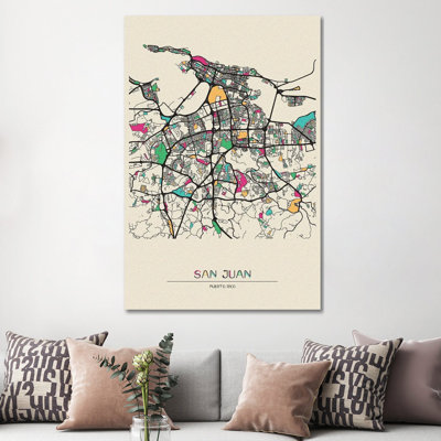 Carte de San Juan, Porto Rico par - Toile tendue