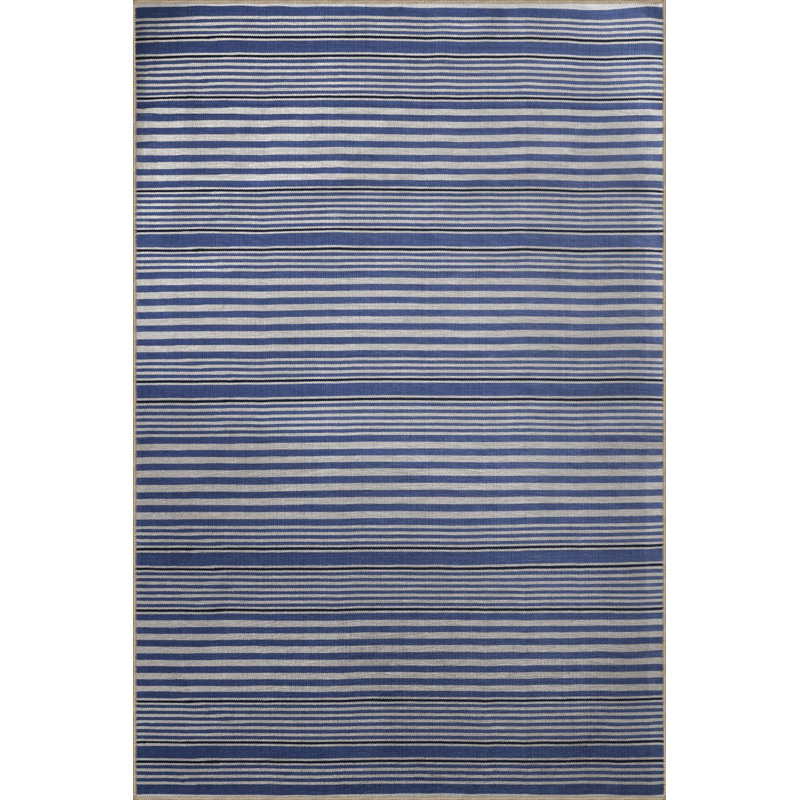 Tapis à rayures bleues à motif géométrique, Sous-tapis rectangulaire de 3 pi 3 po x 4 pi 11 po