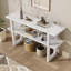 Console étroite avec plateau en marbre et tablette ouverte pour le vestibule-2126662244