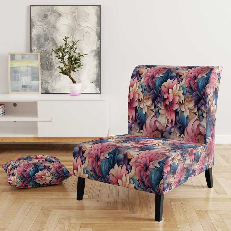 Fauteuil de chambre Boho, rose et bleu