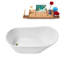 59" Streamline Soaking Glossy White Freestanding Tub and Tray With Internal Drain-101413092