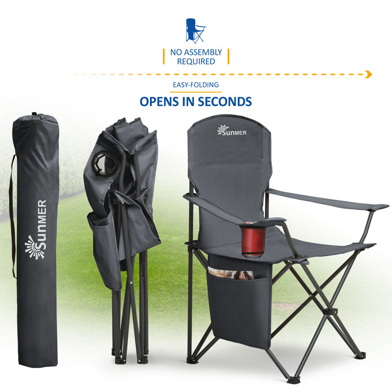 SUNMER Folding Camping Chairs - Extra Wide, Dark Grey