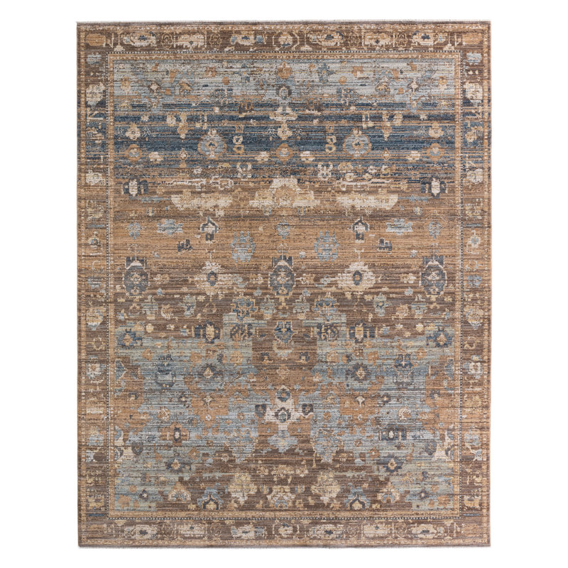 Tapis oriental brun / bleu Label J Erabia STN02 (8 pi 6 po x 11 pi 6 po), Rectangle 11 pi 6 po x 8 pi 6 po