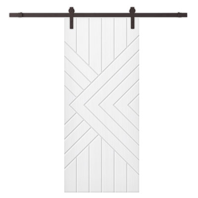 Panelled Manufactured Wood and Metal Barn Door with Installation Hardware Kit
