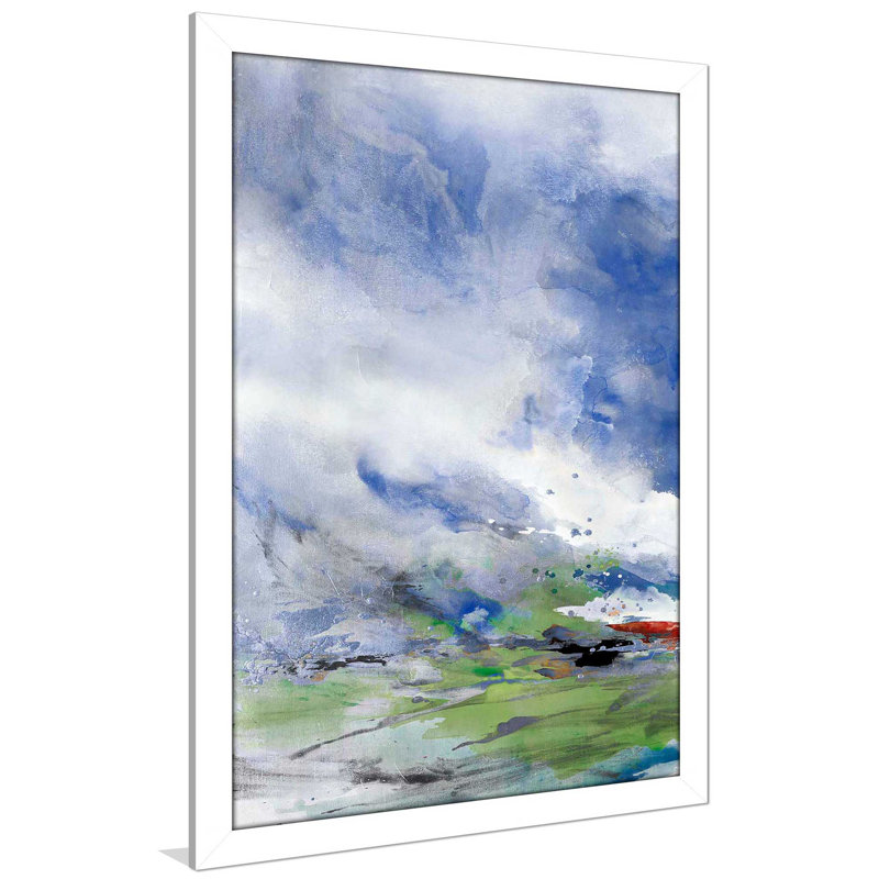 «Spring Air I» par Mark Lawrence, peinture sur toile à cadre flottant, H 49,5 po x l 33,5 po x P 1 po, Cadre blanc