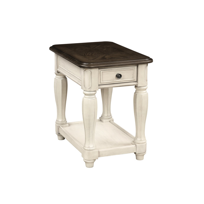 Table d'appoint avec rangement brun antique blanc antique - Options de fabrication, de tiroir classique et de finition, aspect