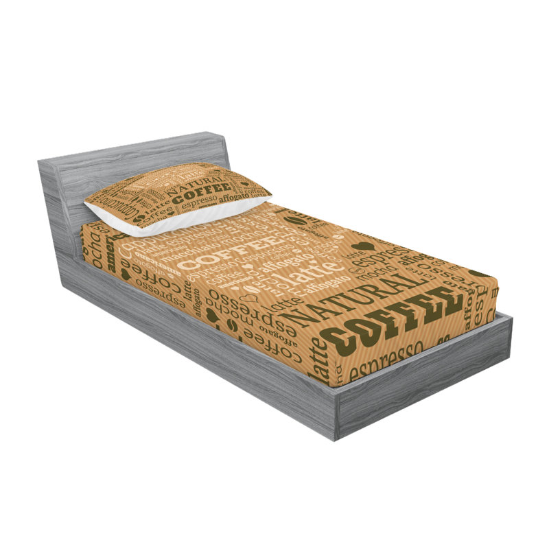 Ensemble de draps et taies décoratives brun pâle Ambesonne, Ensemble de draps pour lit simple + 1 drap-housse 