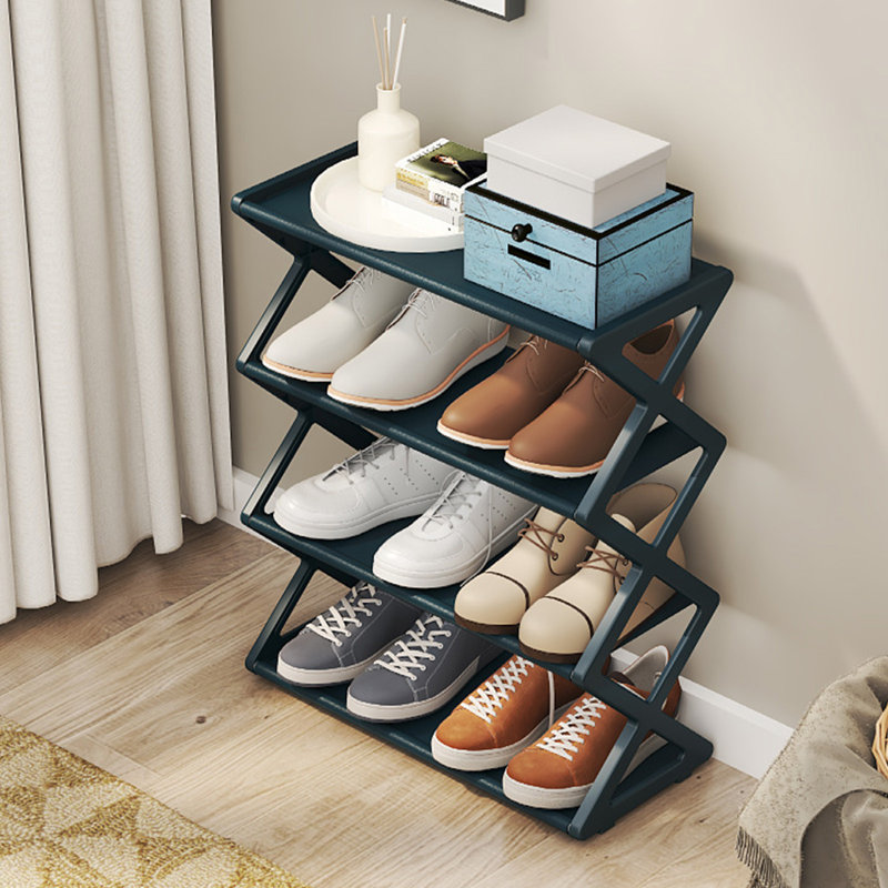 Household  X-type Shoe Rack Multifunctional Double Steel Tube Assembly Shoe Cabinet Dormitory  Shelf, Black