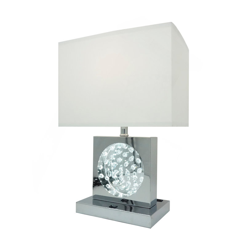 Pièce maîtresse carrée en cristal 22 "avec veilleuse + port USB + prise de courant