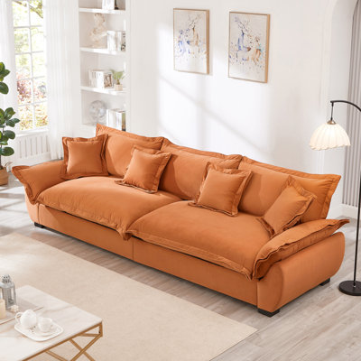 Orange, Sailing Design , Hidden Storage, Washable Cushion Covers, Soft Seat Plushness Modular Removable , Breathable Upholstery, Ample Storage