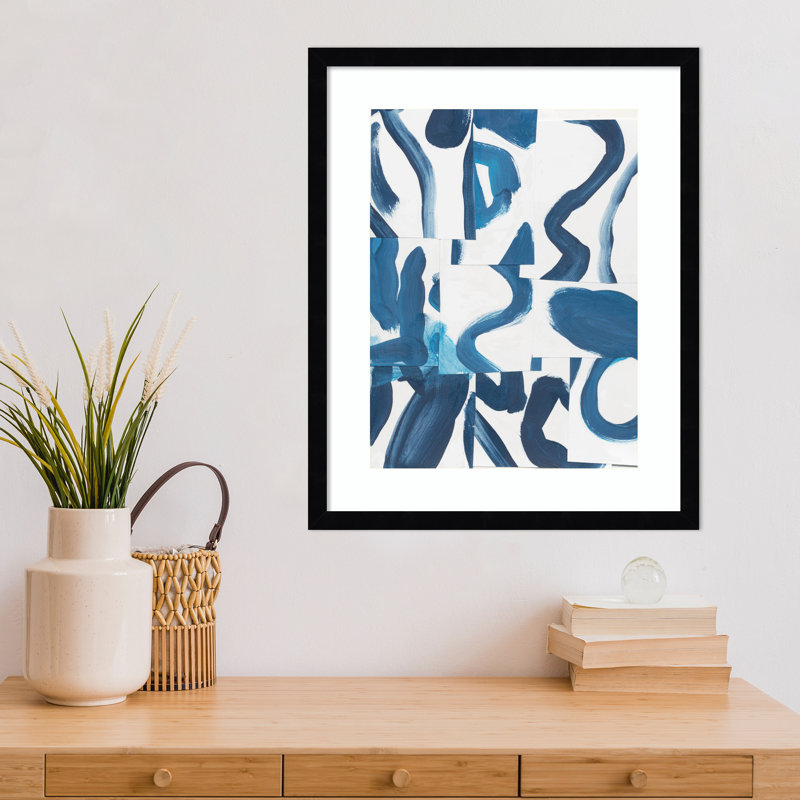 Indigo Summer Camp 1 by  Bronwyn Baker Wood Framed Wall Art Print, 21" H x 17" W, Black