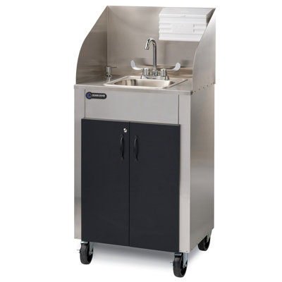 Ozark River Portable Sinks Elite Series PRO1, Black Doors-Black Edges-Splashguard, NSF Certified Hot Water Food Service Handwashing Sink, Portable Hand Washing Station with Tanks & Wheels