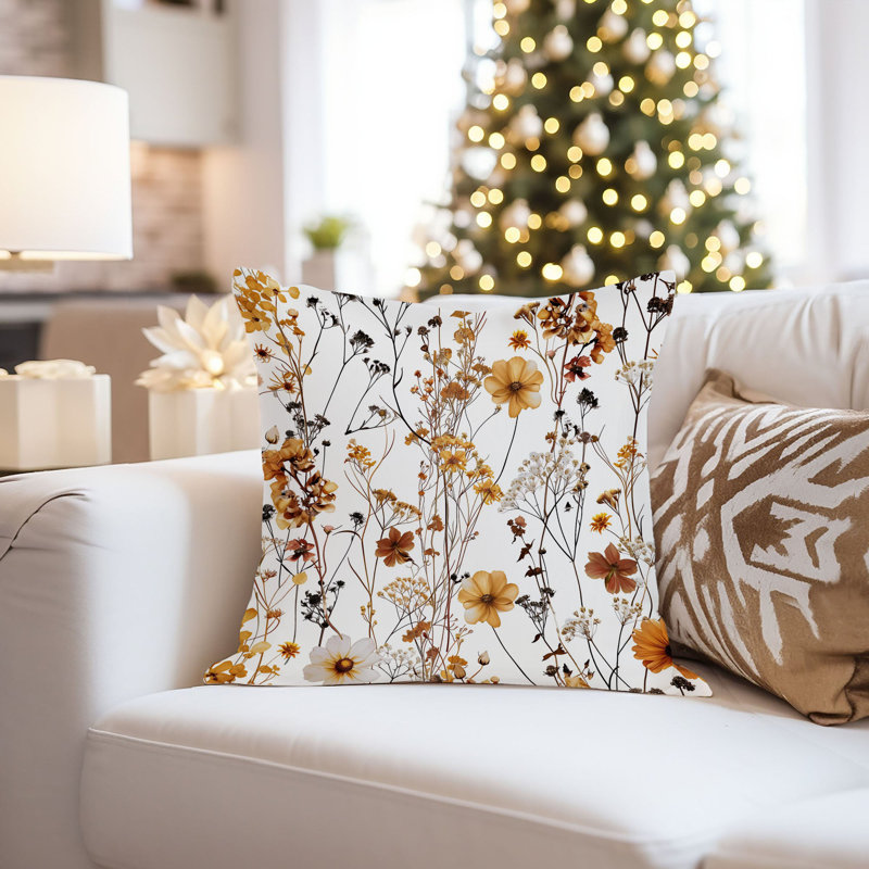 Botanical Fall Wildflower Pattern IX Cottage & Cottagecore, 20"H x 20"W