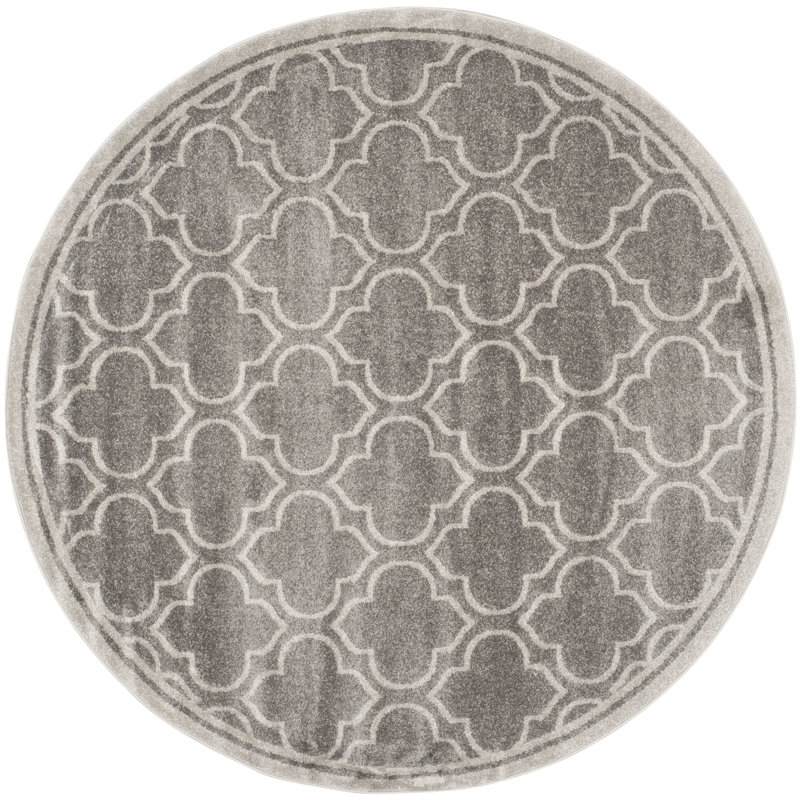 Ammundsen Abstract Grey / Light Grey Area Rug, Round 9'