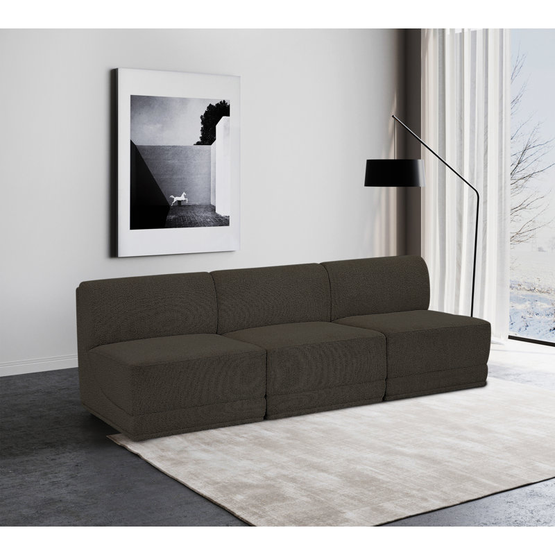Canapé rembourré 90 "Ollie, Tissu brun bouclé