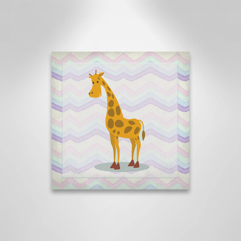 Décalcomanie murale «Pink Giraffe Time», Canevas, H 12 po x l 12 po x P 1,5 po