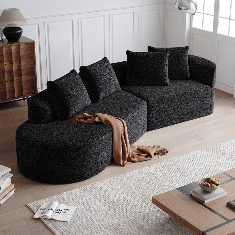 Canapé modulaire surdimensionné et rembourré Modern, Chenille noir