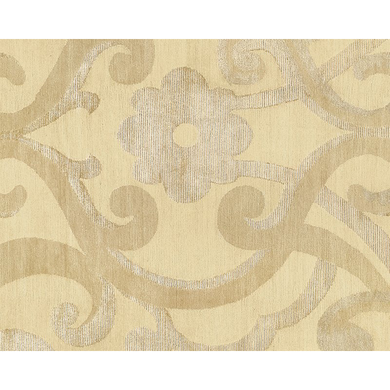 Assumed Damask Area Rug in Beige/White, Rectangle 3' x 5'
