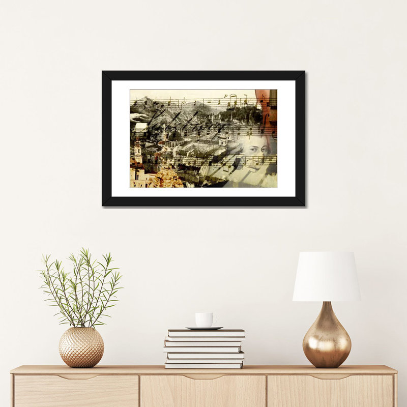« classic music », impression sur toile, Papier d'art encadré noir, Blanc, H 16 po x l 24 po x P 1 po
