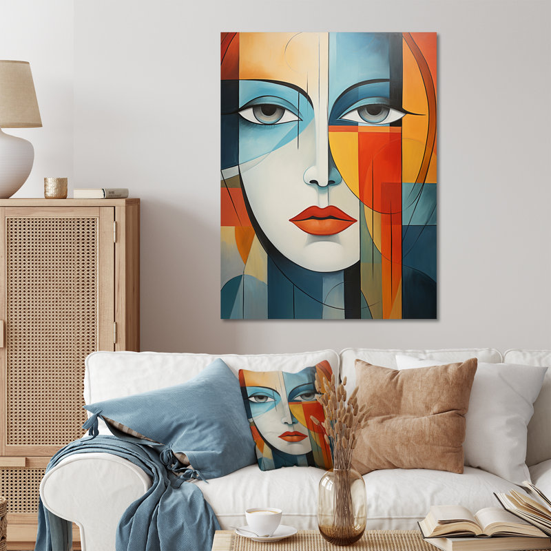 Cubisme géométrique, portrait vii - Cubisme, décoration murale en métal, H 40 po x l 30 po x P 1 po