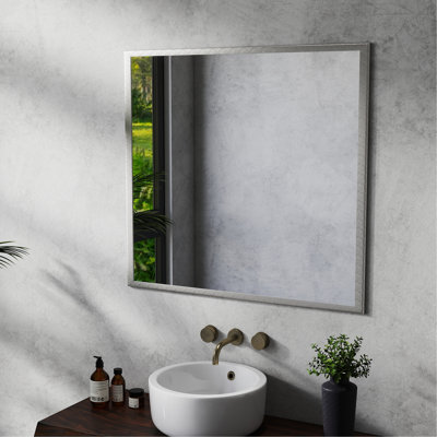 Miroir de salle de bain - Aluminium argenté de 32 pouces, vue dégagée, cadre, facile à monter