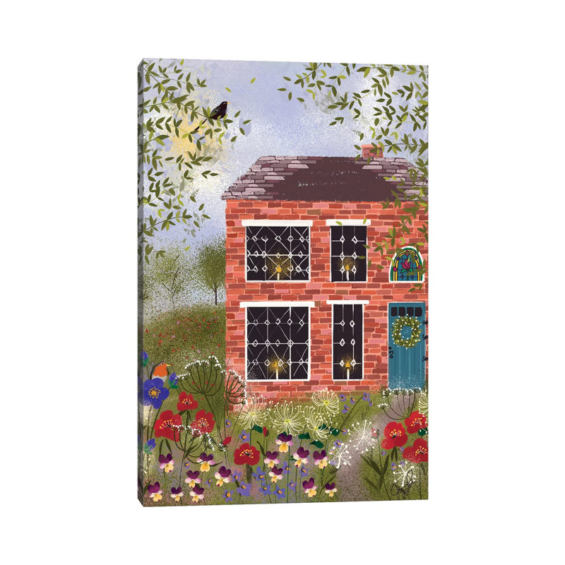 Brick Cottage par Joy Laforme - Toile tendue avec châssis sur toile tendue, H 18 po x l 12 po x 1,5 po