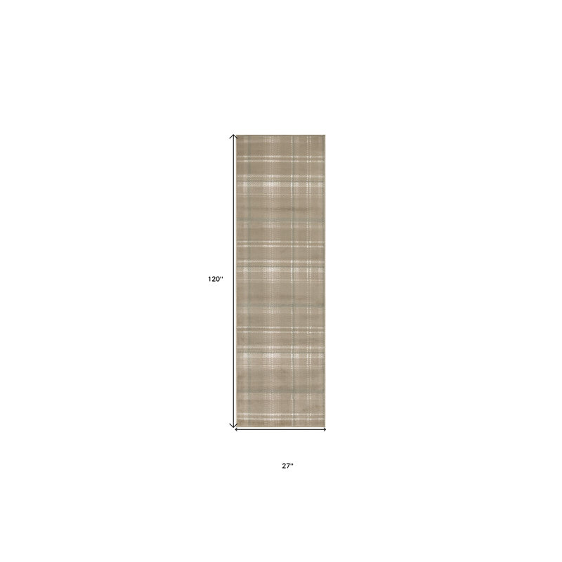 Tapis de couloir écossais 10 'taupe et ivoire