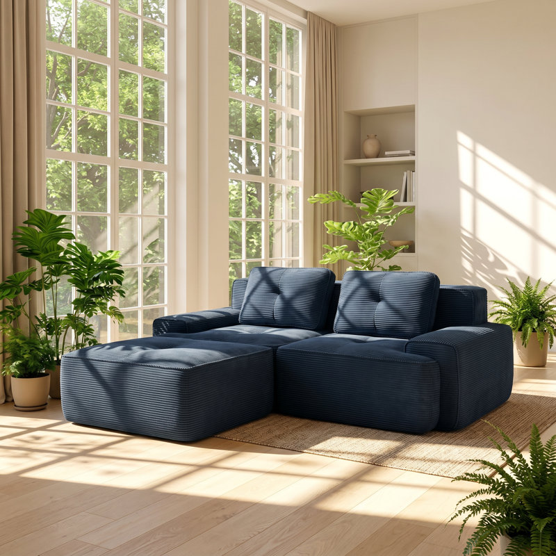 Canapé modulaire en L capitonné Everly l 80,3 po x P 69,7 po x H 27,1 po