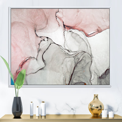 Art mural sur toile luxueux rose gris marbré II