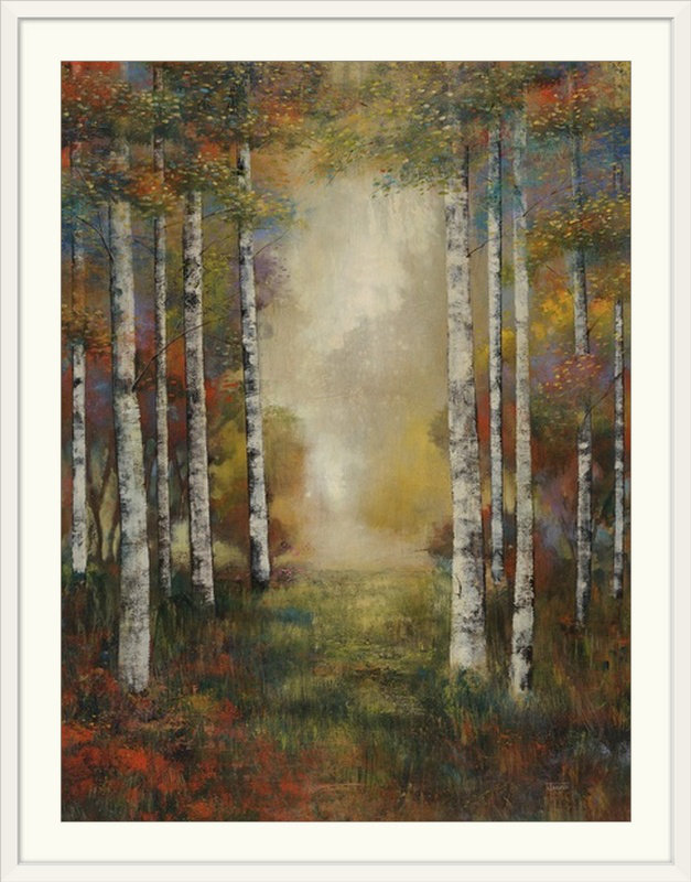 à Travers Les Arbres En Peignant L'impression Jason Jarava, Encadré Blanc, 32" H x 26" lx 1" p