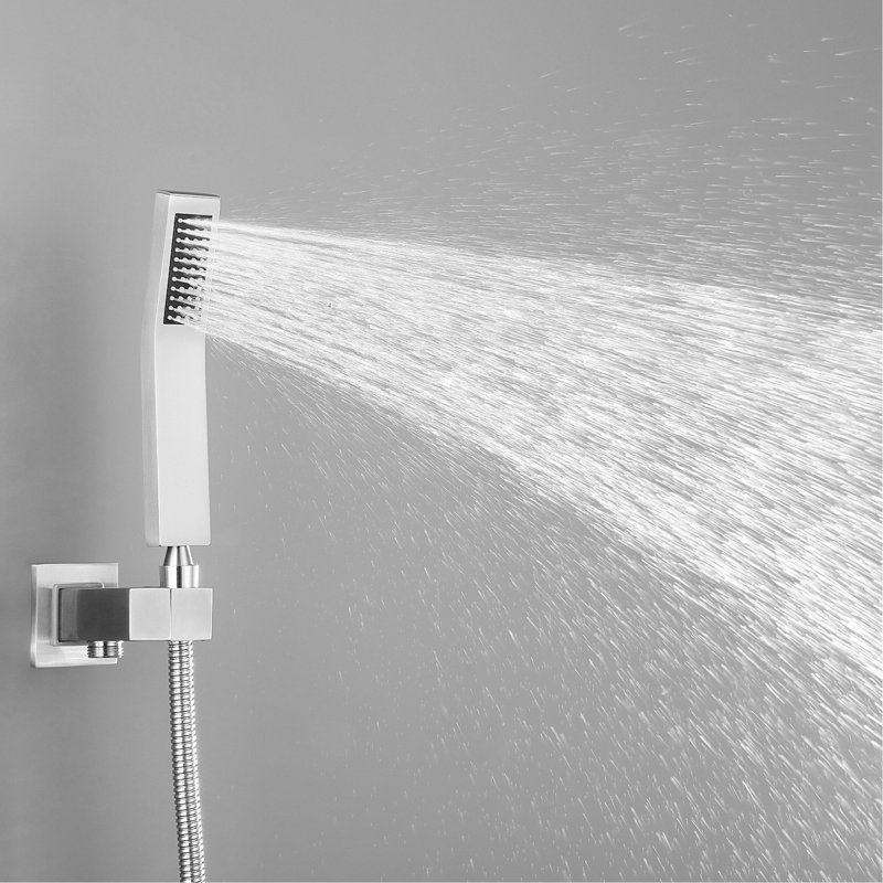 Luxury 10 Inch Shower Head For Bathroom Rainfall - Wall Mounted, Brushed Nickel, Self-Cleaning Nozzle, Correlates With American Standard Pipe Connector Mixer Consistent To